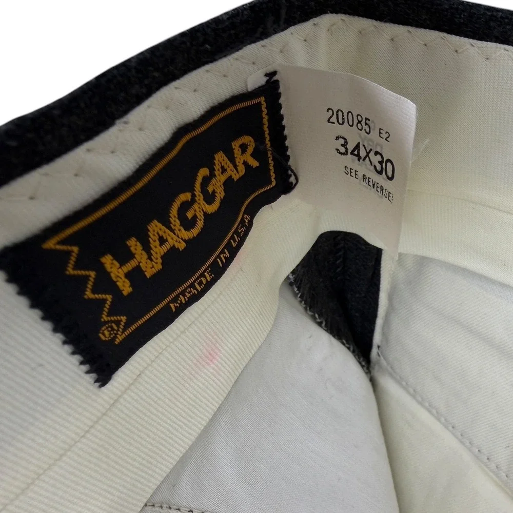 Haggar Dress Pants NWT 1970s Mens 34x30 Gray Wool Blend Vintage Straight Leg